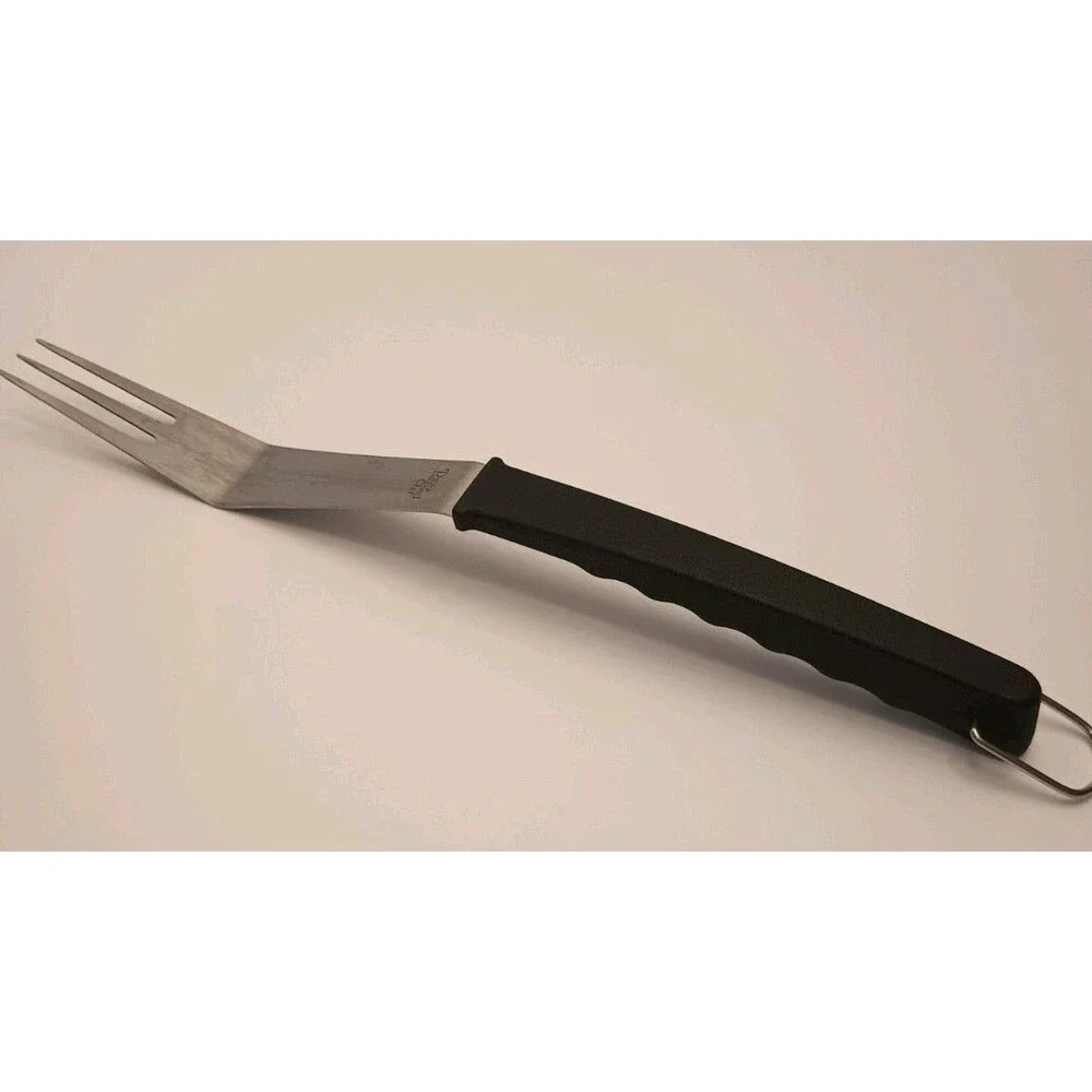 The PAMPERED CHEF Carving Fork for Meat, Stainless Steel, Black Handle, Loop